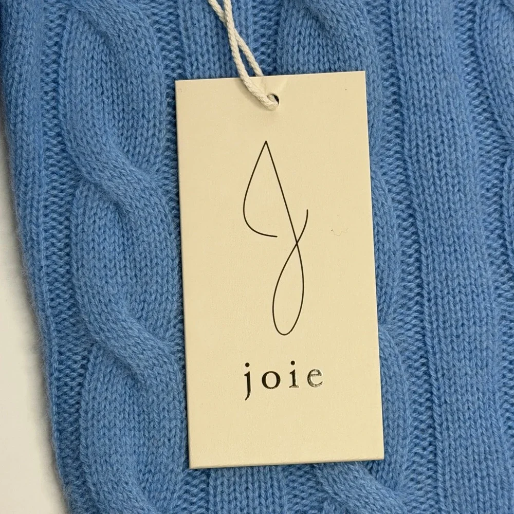 NWD Joie 100% Cashmere Cable Knit Crewneck Sweater Blue Womens Size Large Luxury